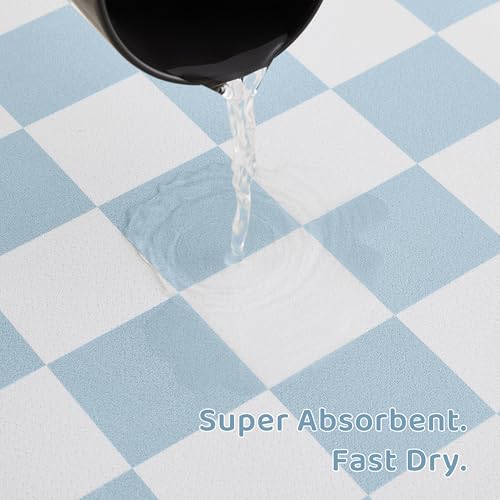 Checkered Dog Feeding Mat (19"L x 12"W / Blue)