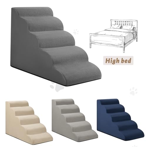 Dog Stairs for High Bed (Grey / Standard 5-Step 22.2"H)