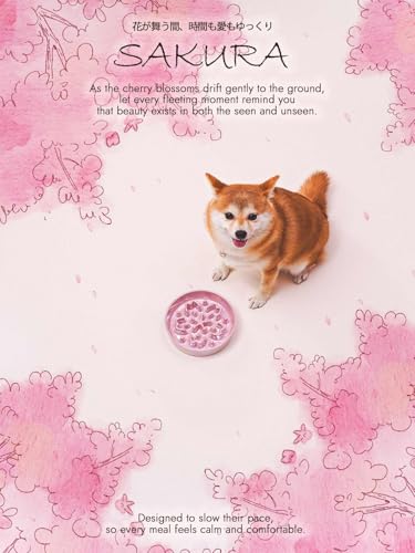 Ceramic Slow Feeder Dog Bowls Small Breed (Sakura Pink / S-0.6 Cups)