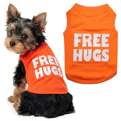 Dog Shirt 100% Cotton Free Hugs Shirts for Small Dogs (Extra Small / Free Hugs)
