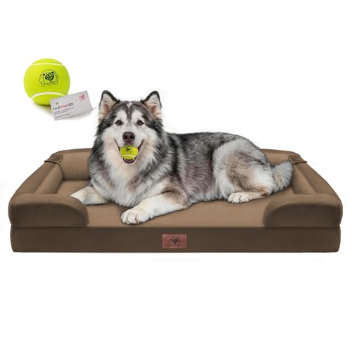 Waterproof Orthopedic Dog Bed for Extra Large Sized Dogs (48 x 30 x 9 in / Dark Brown)
