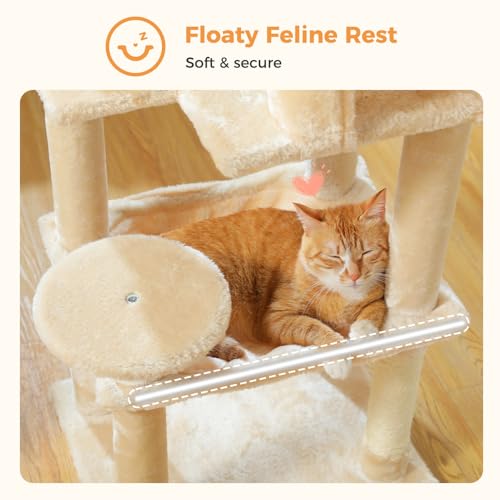 44.5" Cat Tree with Metal Hammock (Beige / 44.5in)