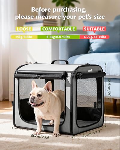 Dog Car Carrier Light Weight 24×17.7×20.5in (Gray / 24.0"L x 17.7"W x 20.5"H)