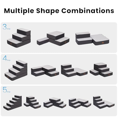 4 Step Adjustable Dog Stairs for Beds (Grey / 4-Step)