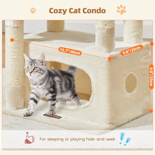 Cat Tree 38.5In Cat Tower for Indoor Cats (Beige / 38.5 Inches)