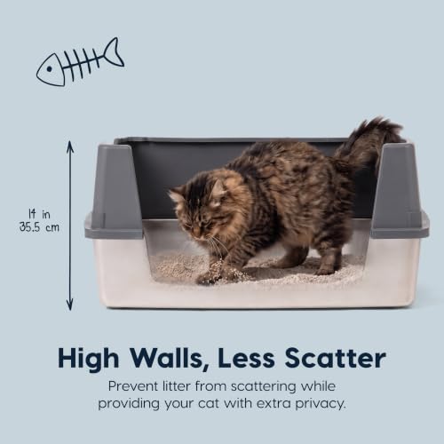 XXL Stainless Steel Litter Box Enclosed High Sided for Cats (XXL / Stainless Steel)