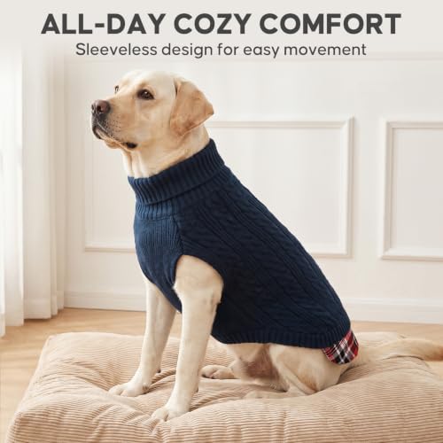 Dog Sweater for Large Dogs Turtleneck Thick Knit Pullover (3XL (60-80lbs) / 4# Navyblue)
