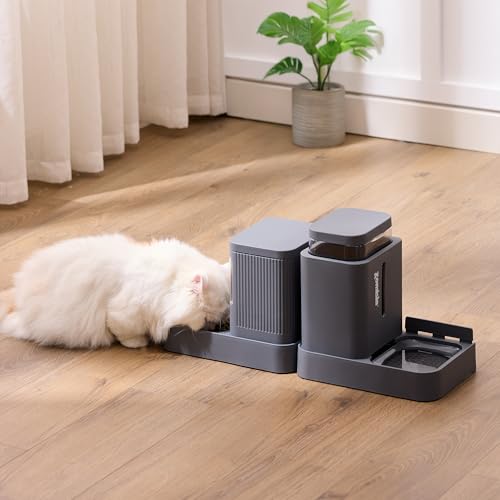 Gravity Cat Feeder and Water Dispenser (0.8 Gallon x 2 / Grey)