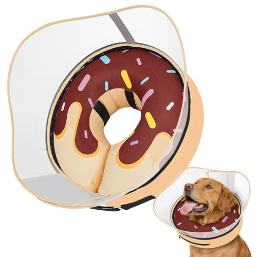 Raised Inflatable Dog Cone After Surgery (DonutBrown / XL（(Neck 14"-18")）)