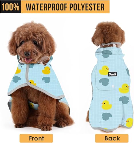 Dog Raincoat Waterproof Dog Rain Jacket with Clear Hooded (Duck Pattern / Large)