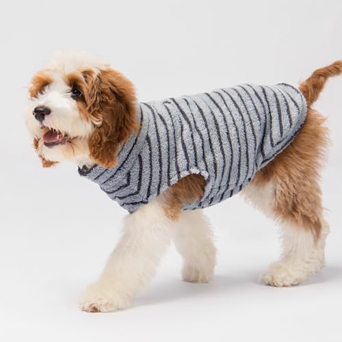 2 Pack Striped Fleece Dog Sweater (X-Large / Blue-Grey)