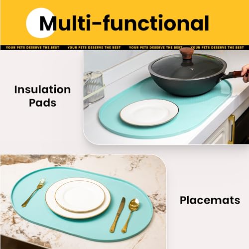Silicone Dog Food Mat (19"L x 12"W / Turquoise)