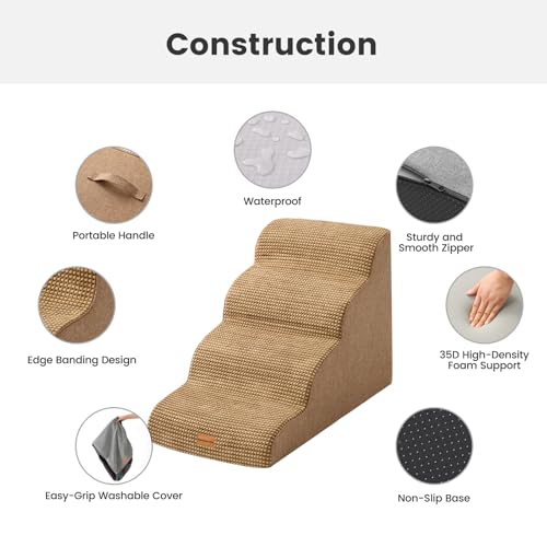 Dog Stairs for Small Dogs 19.7" H (Brown / Curved 15.7"x28"x19.7")