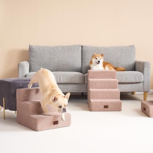 Dog Stairs for Small Dogs 13.5" H (Pink / Standard 15" x 18" x 13.5")