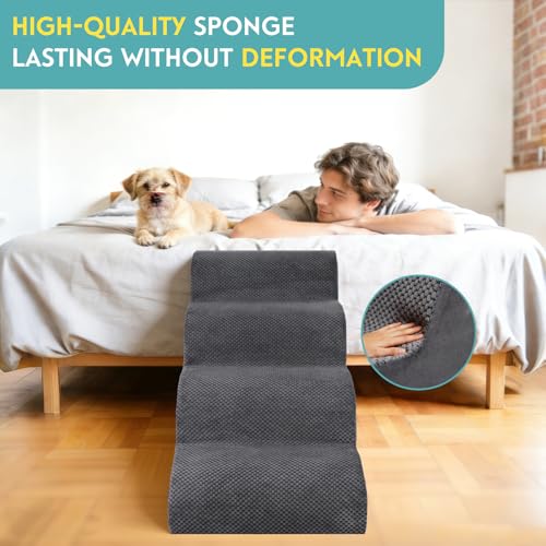 Dog Stairs for Small Dogs (Grey / 4-Step (H: 19.7IN))