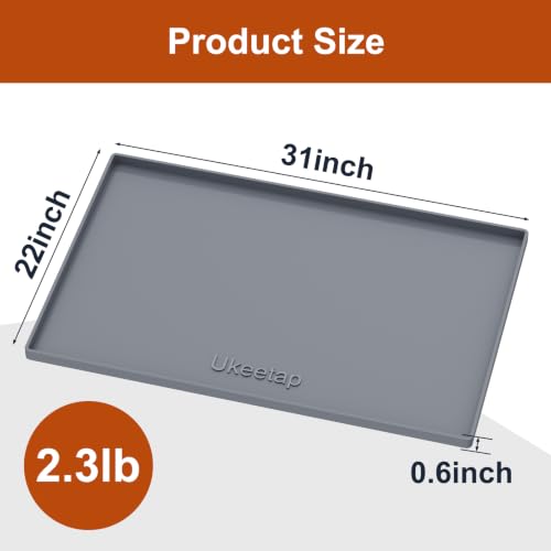 31" x 22" Extra Thick Silicone Mat Waterproof with Raised Edge (Gray / 31"L x 22"W)