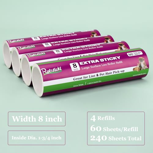 8 inch Lint Roller Refill for Scotch (4 Pack/240 Sheets)