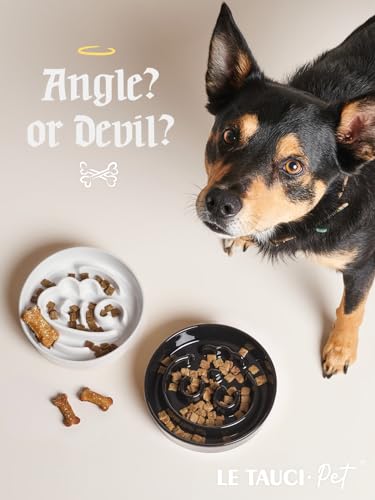 Dog Bowls Slow Feeder Ceramic (Angle White / M-1.5 Cups)