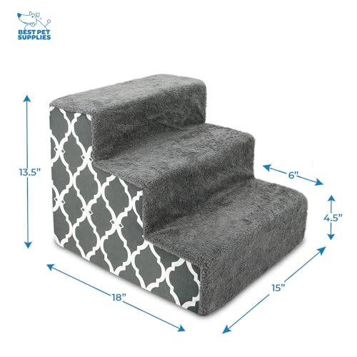 Dog Stairs & Steps (Gray Lattice Print / H: 13.5 Inches)