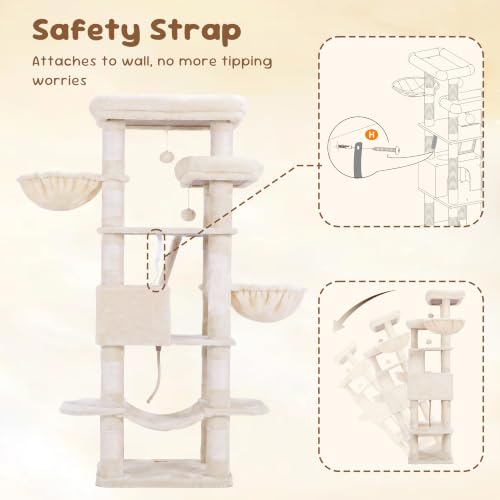 Cat Tree 68 inch Multi (Beige / 68 inch)