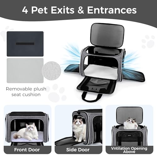Pet Travel Carrier (Grey / 17.0"L x 11.0"W x 12.0"H)