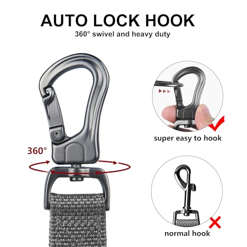 4FT 1IN Heavy Duty Dog Leash for Large Dogs with 2 Padded Handles (Grey / 1 in x 4 ft)