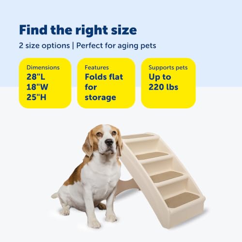 CozyUp Folding Dog Stairs (Bed - 25 Inches Tall / Tan)