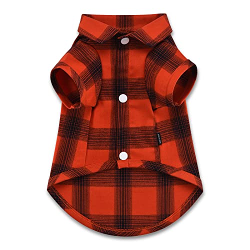 Dog Shirt Plaid Dog Clothes for Small Dogs Boy Girl Cat Clothes Soft Puppy Outfit Adorable Pet T (S-(4~7lb)-Chest~13" / Red#1)