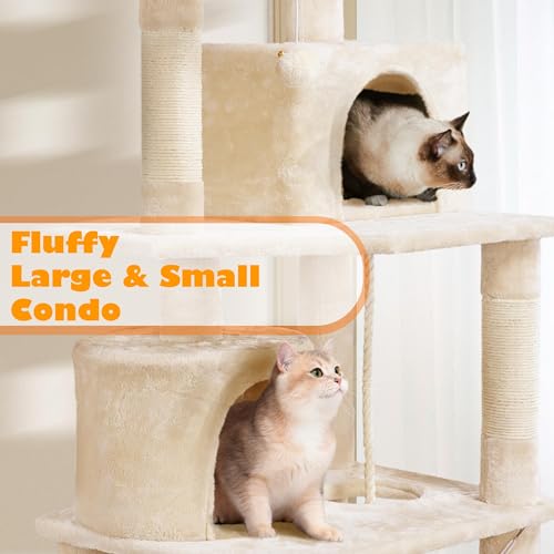 62.5in Cat Tree with 2 Cat (62.5in / Beige)