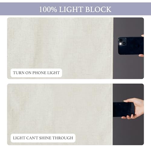 Natural Linen Textured French Door Window Curtains 100% Blackout (Linen / 26"W x 72"L (Pack of 1))