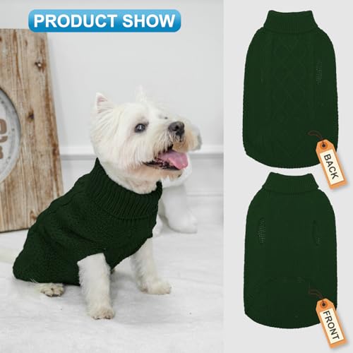 Turtleneck Dog Sweater (X-Small / Dark Green)