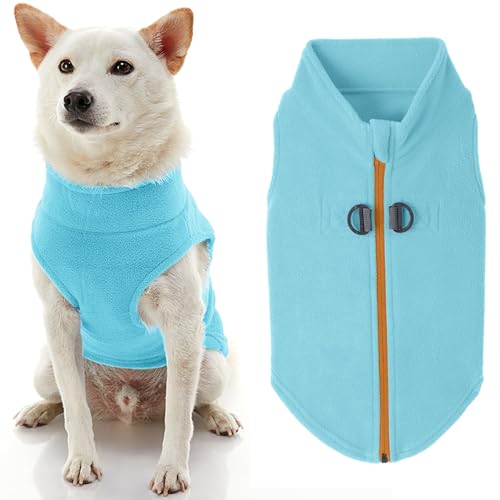 Zip Up Fleece Dog Sweater (X-Small chest (~11") / Turquoise)
