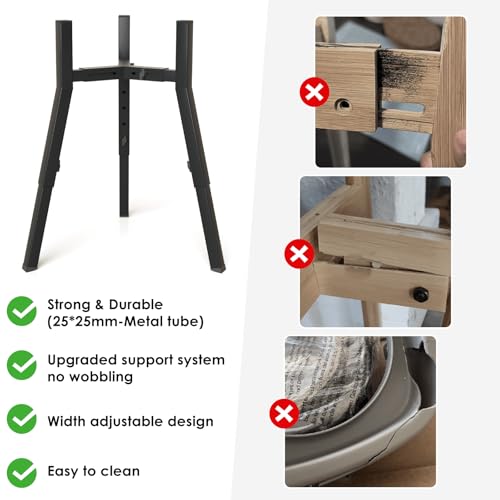Elevated Dog Bowl Stand for Large Dogs (Height: 12.9-18.9", Width: 8.3-12.6" / Black, 12.9-18.9H-Square)