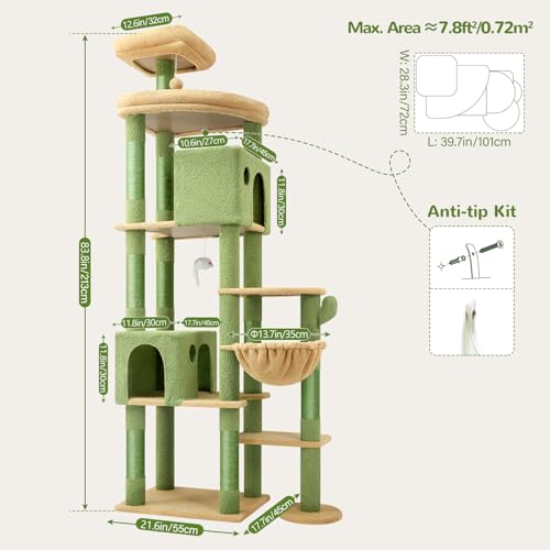 Cactus Giant Cat Tree for Indoor Large Cats (83inch / Cactus)