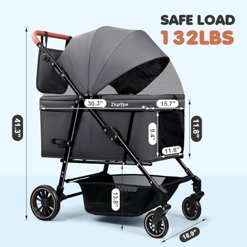 Dog Stroller for Large & Medium Dogs (Gray)