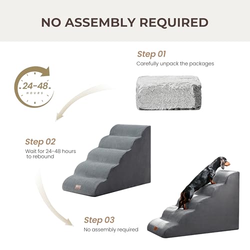 Dog Stairs for Small Dogs 22.6” H (Grey / 33"D x 15.7"W x 22.6"H)