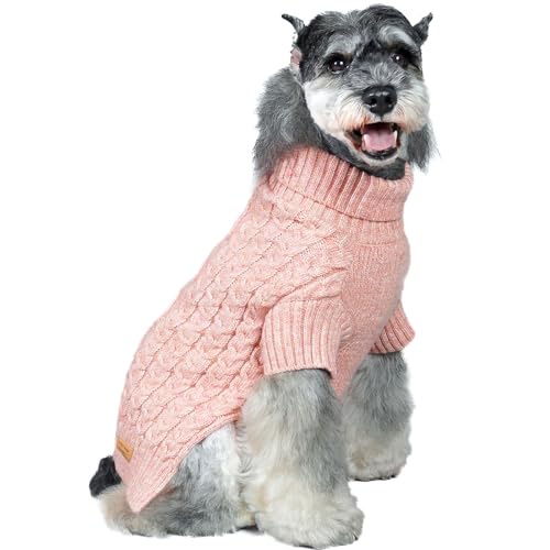 Dog Sweater for Small Medium Dogs Turtleneck Thick Knit with Sleeves (X-Large (30-42lbs) / 09# Pink)