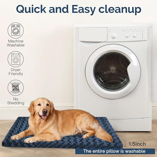 Dog Beds Crate Pad (L(35"*23"*1.5") / Navy Blue-1pc)