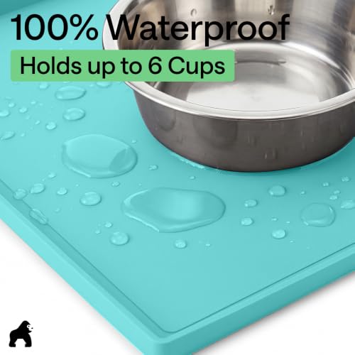 Waterproof Dog Food Mat (Turquoise / 18" x 12")