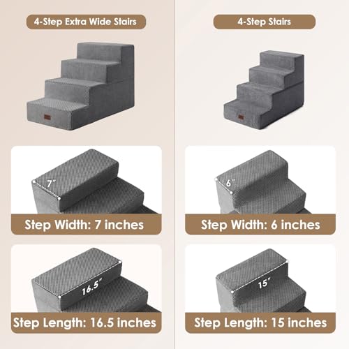 Dog Stairs for Bed 20" H (Grey / Extra Wide 16.5" x 28" x 20")