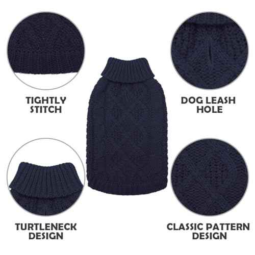 Turtleneck Dog Sweater (X-Small / Navy Blue)