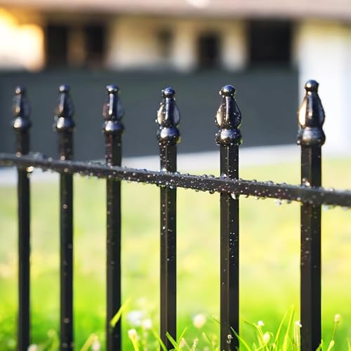 42" H x 12.5Ft Metal Garden Fence (Black / 42″ H x 12.5 ft (5 Panels))