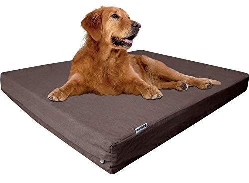 Extra Large Orthopedic Memory Foam Dog Bed for Large Dogs with Durable Waterproof Internal Case (47.0"L x 29.0"W x 4.0"Th / Chocolate Brown)