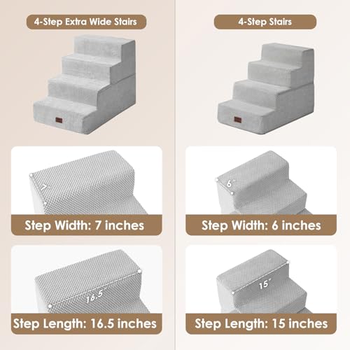 Dog Stairs for Bed 20" H (Light Grey / Extra Wide 16.5" x 28" x 20")
