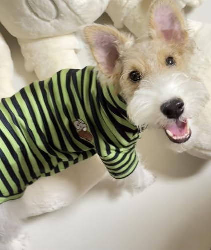Turtleneck Dog Shirt Cute Doggie Embroidery Super Soft Dog Sweatshirt Stretchy Striped Puppy Pullover for Cats Small Medium Large Dogs (Green Striped / XX-Large)