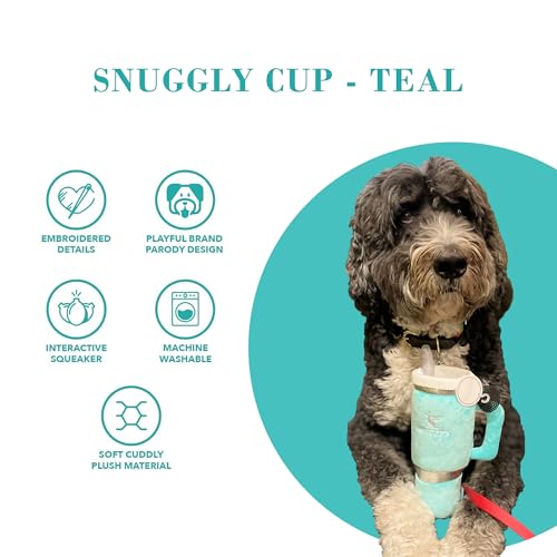 Snuggly Cup Plush Dog Toy Tumbler Parody Stuffed Chew Toy (Snuggly Cup (Teal))