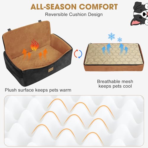 Dog Car Seat for Large Medium Sized Dogs Under 55 lbs (Brown / Medium/Large)