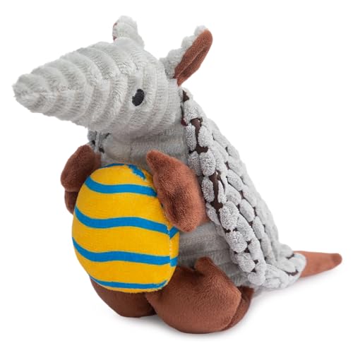 Armadillo Squeaky Puppy Dog Toys for Small Medium Dogs (8 IN / Gray with Yellow Easter Egg)