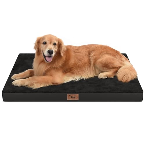 Waterproof Orthopedic Outdoor Dog Bed XL for Extra Large Dogs (Pure Black / 44.0"L x 32.0"W x 3.5"Th)