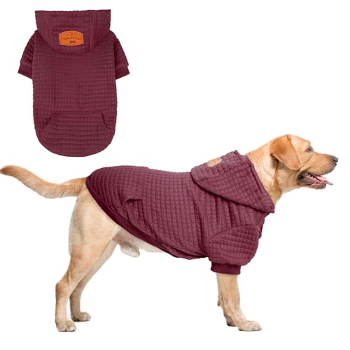 Dog Hoodies Sweater for Large Dogs (Wine Red / L (Back: 20",Chest: 28", Neck: 17"))